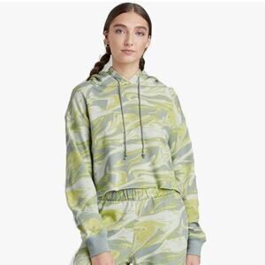 NWT Wild Fable Hoodie Womens S Green Swirl Cotton Cropped Tie Dye Y2K Streetwear